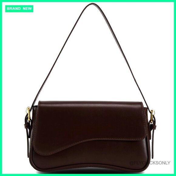 Handbags - PU Leather Hobo Shoulder Bag with Adjustable Straps, 3 Compartments